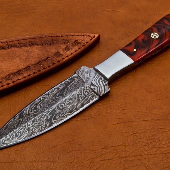 10" Handmade Damascus Hunter Knife Double Edge - Picture 3 of 16